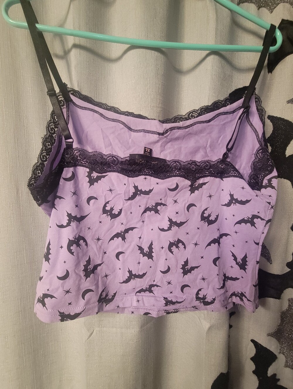 Purple Bat-Print Lace Cami Top - Picture 2 of 3